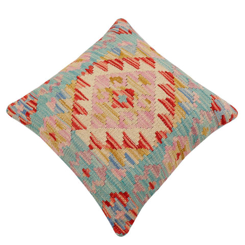 handmade Traditional Pillow Blue Red Hand-Woven SQUARE 100% WOOL Hand woven turkish pillow2 x 2