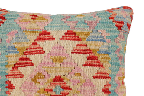 handmade Traditional Pillow Blue Red Hand-Woven SQUARE 100% WOOL Hand woven turkish pillow2 x 2