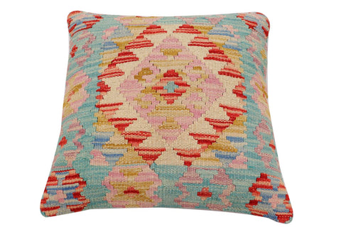 handmade Traditional Pillow Blue Red Hand-Woven SQUARE 100% WOOL Hand woven turkish pillow2 x 2