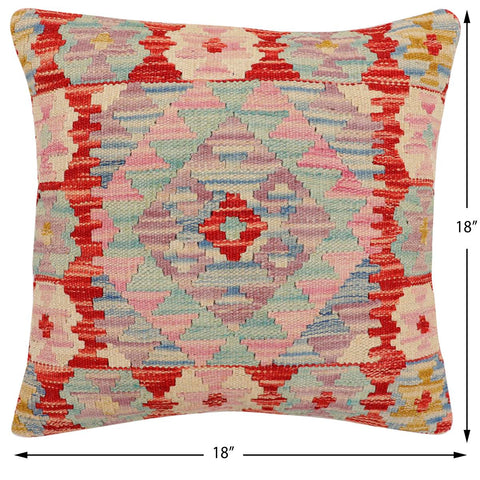 handmade Traditional Pillow Rust Blue Hand-Woven SQUARE 100% WOOL Hand woven turkish pillow2 x 2