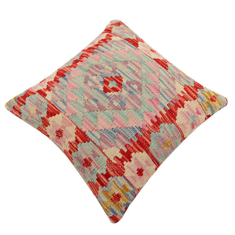 handmade Traditional Pillow Rust Blue Hand-Woven SQUARE 100% WOOL Hand woven turkish pillow2 x 2