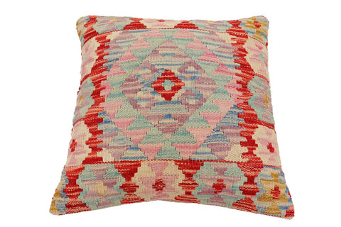 handmade Traditional Pillow Rust Blue Hand-Woven SQUARE 100% WOOL Hand woven turkish pillow2 x 2