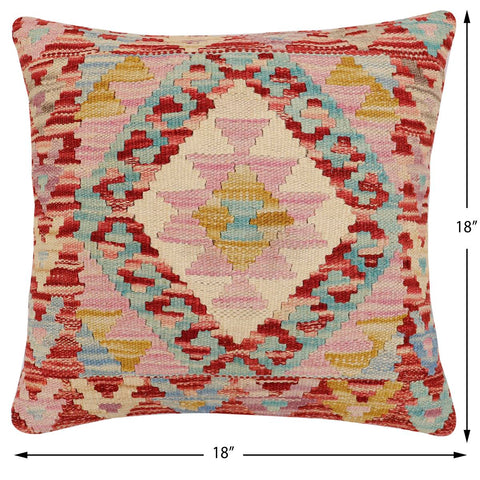 handmade Traditional Pillow Rust Blue Hand-Woven SQUARE 100% WOOL Hand woven turkish pillow2 x 2