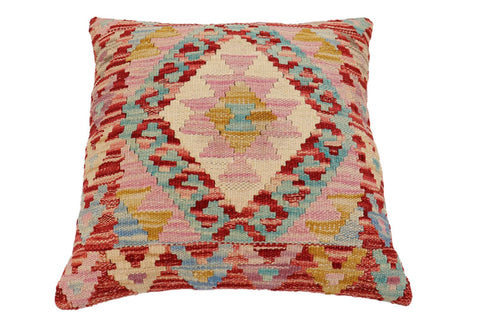 handmade Traditional Pillow Rust Blue Hand-Woven SQUARE 100% WOOL Hand woven turkish pillow2 x 2