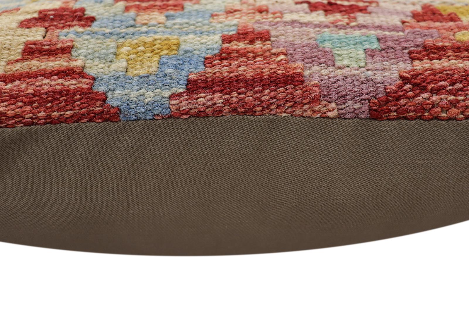 handmade Traditional Pillow Rust Blue Hand-Woven SQUARE 100% WOOL Hand woven turkish pillow2' x 2'