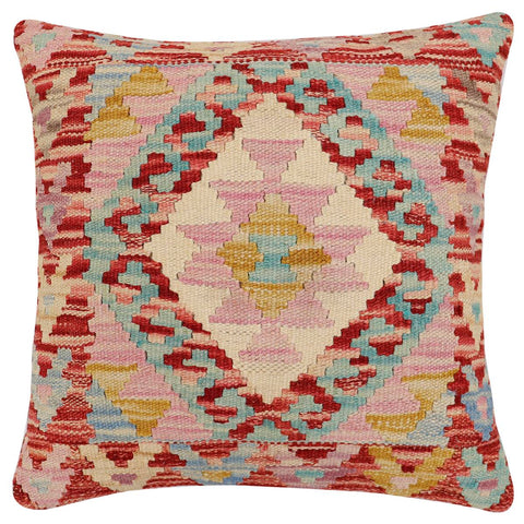 handmade Traditional Pillow Rust Blue Hand-Woven SQUARE 100% WOOL Hand woven turkish pillow2 x 2