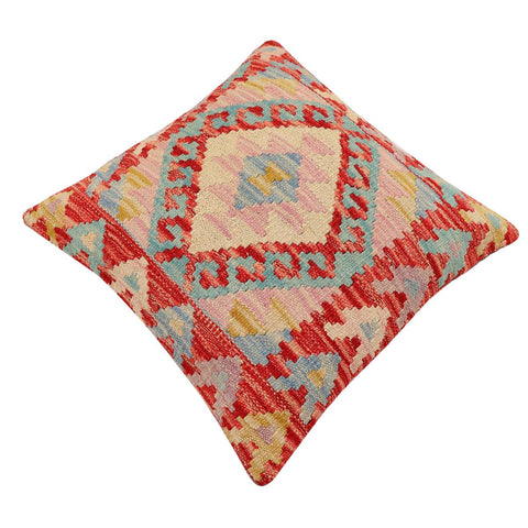 handmade Traditional Pillow Rust Blue Hand-Woven SQUARE 100% WOOL Hand woven turkish pillow2 x 2
