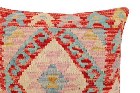 handmade Traditional Pillow Rust Blue Hand-Woven SQUARE 100% WOOL Hand woven turkish pillow2 x 2