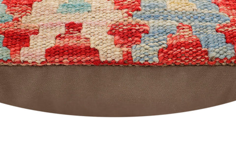 handmade Traditional Pillow Rust Blue Hand-Woven SQUARE 100% WOOL Hand woven turkish pillow2 x 2