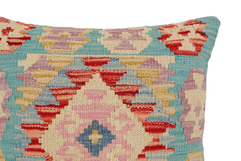 handmade Traditional Pillow Rust Blue Hand-Woven SQUARE 100% WOOL Hand woven turkish pillow2 x 2