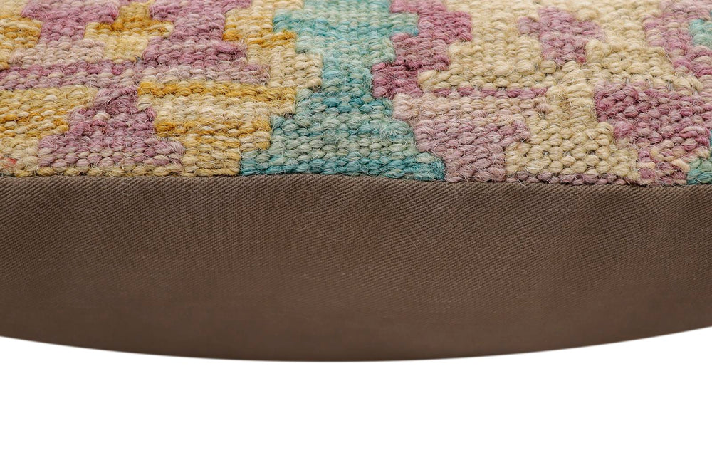 handmade Traditional Pillow Rust Blue Hand-Woven SQUARE 100% WOOL Hand woven turkish pillow2' x 2'