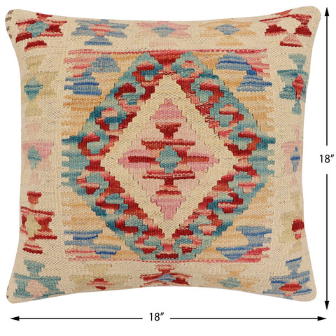 handmade Traditional Pillow Rust Blue Hand-Woven SQUARE 100% WOOL Hand woven turkish pillow2 x 2