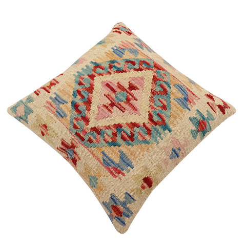 handmade Traditional Pillow Rust Blue Hand-Woven SQUARE 100% WOOL Hand woven turkish pillow2 x 2