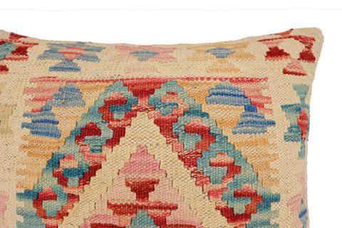 handmade Traditional Pillow Rust Blue Hand-Woven SQUARE 100% WOOL Hand woven turkish pillow2 x 2