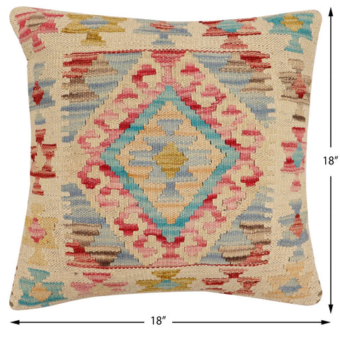 handmade Traditional Pillow Red Blue Hand-Woven SQUARE 100% WOOL Hand woven turkish pillow2 x 2
