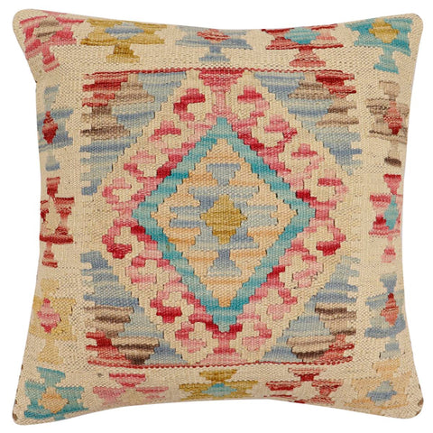 handmade Traditional Pillow Red Blue Hand-Woven SQUARE 100% WOOL Hand woven turkish pillow2 x 2