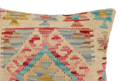 handmade Traditional Pillow Red Blue Hand-Woven SQUARE 100% WOOL Hand woven turkish pillow2 x 2