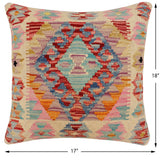 handmade Traditional Pillow Rust Blue Hand-Woven SQUARE 100% WOOL  Hand woven turkish pillow  2 x 2