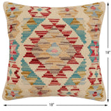 handmade Traditional Pillow Red Beige Hand-Woven SQUARE 100% WOOL Hand woven turkish pillow2' x 2'