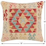 handmade Traditional Pillow Red Blue Hand-Woven SQUARE 100% WOOL Hand woven turkish pillow2' x 2'