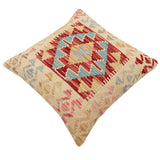 handmade Traditional Pillow Rust Blue Hand-Woven SQUARE 100% WOOL  Hand woven turkish pillow  2 x 2