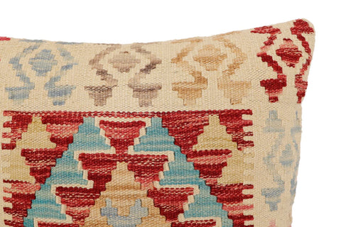 handmade Traditional Pillow Rust Blue Hand-Woven SQUARE 100% WOOL  Hand woven turkish pillow  2 x 2