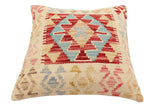 handmade Traditional Pillow Rust Blue Hand-Woven SQUARE 100% WOOL  Hand woven turkish pillow  2 x 2