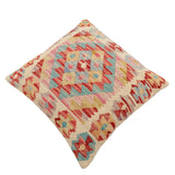 handmade Traditional Pillow Rust Blue Hand-Woven SQUARE 100% WOOL Hand woven turkish pillow2' x 2'