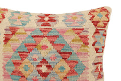 handmade Traditional Pillow Rust Blue Hand-Woven SQUARE 100% WOOL Hand woven turkish pillow2' x 2'