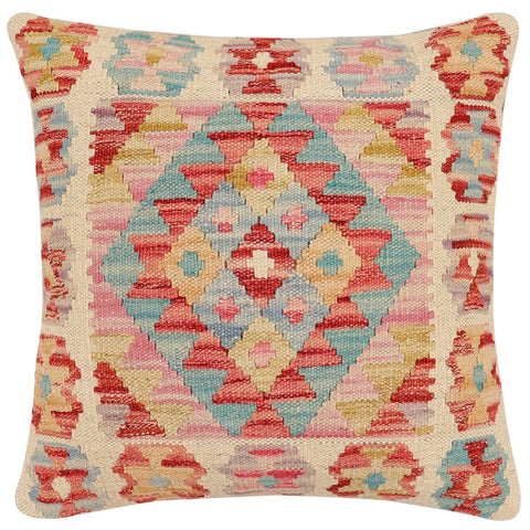 handmade Traditional Pillow Rust Blue Hand-Woven SQUARE 100% WOOL Hand woven turkish pillow2 x 2