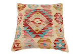 handmade Traditional Pillow Rust Blue Hand-Woven SQUARE 100% WOOL  Hand woven turkish pillow  2 x 2