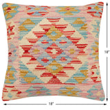 handmade Traditional Pillow Red Beige Hand-Woven SQUARE 100% WOOL Hand woven turkish pillow2' x 2'