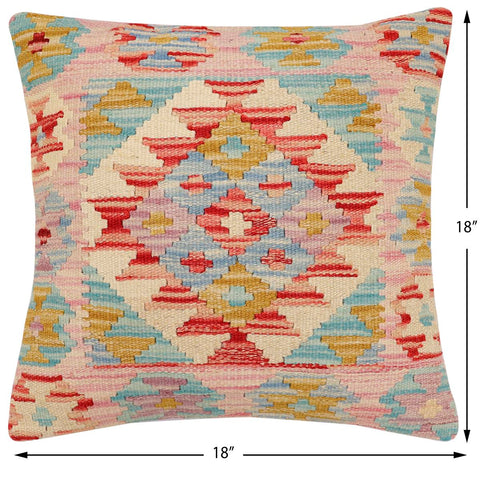 handmade Traditional Pillow Red Beige Hand-Woven SQUARE 100% WOOL Hand woven turkish pillow2 x 2