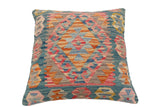 handmade Traditional Pillow Green Blue Hand-Woven SQUARE 100% WOOL Hand woven turkish pillow2' x 2'
