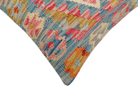 handmade Traditional Pillow Blue Beige Hand-Woven SQUARE 100% WOOL Hand woven turkish pillow2 x 2