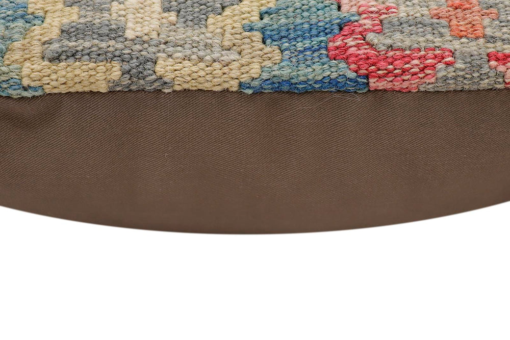 handmade Traditional Pillow Blue Beige Hand-Woven SQUARE 100% WOOL Hand woven turkish pillow2' x 2'