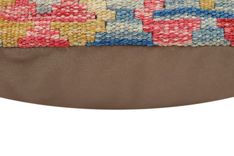 handmade Traditional Pillow Blue Beige Hand-Woven SQUARE 100% WOOL Hand woven turkish pillow2 x 2