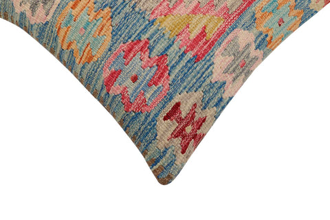 handmade Traditional Pillow Blue Beige Hand-Woven SQUARE 100% WOOL Hand woven turkish pillow2 x 2