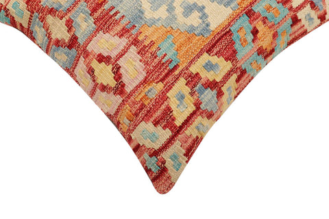 handmade Traditional Pillow Rust Blue Hand-Woven SQUARE 100% WOOL Hand woven turkish pillow2 x 2