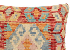 handmade Traditional Pillow Rust Blue Hand-Woven SQUARE 100% WOOL Hand woven turkish pillow2' x 2'