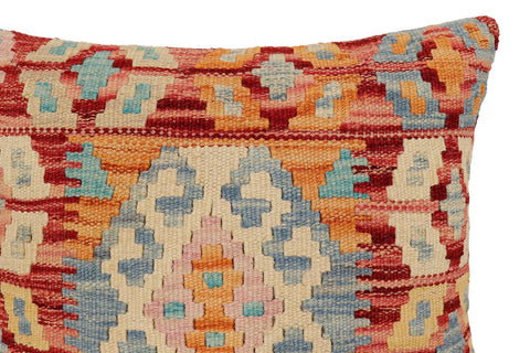 handmade Traditional Pillow Rust Blue Hand-Woven SQUARE 100% WOOL Hand woven turkish pillow2 x 2