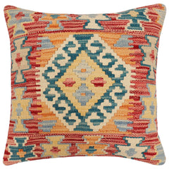 handmade Traditional Pillow Rust Green Hand-Woven SQUARE 100% WOOL Hand woven turkish pillow2' x 2'