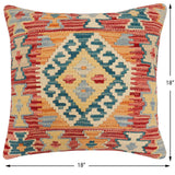 handmade Traditional Pillow Rust Green Hand-Woven SQUARE 100% WOOL Hand woven turkish pillow2' x 2'