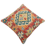 handmade Traditional Pillow Rust Green Hand-Woven SQUARE 100% WOOL Hand woven turkish pillow2' x 2'