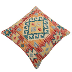 handmade Traditional Pillow Rust Green Hand-Woven SQUARE 100% WOOL Hand woven turkish pillow2' x 2'