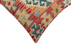 handmade Traditional Pillow Rust Green Hand-Woven SQUARE 100% WOOL Hand woven turkish pillow2' x 2'