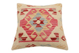 handmade Traditional Pillow Beige Pink Hand-Woven SQUARE 100% WOOL Hand woven turkish pillow2' x 2'