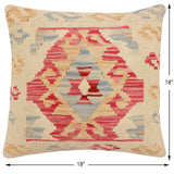 handmade Traditional Pillow Beige Pink Hand-Woven SQUARE 100% WOOL Hand woven turkish pillow2' x 2'