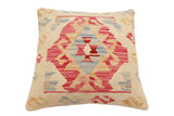 handmade Traditional Pillow Beige Pink Hand-Woven SQUARE 100% WOOL Hand woven turkish pillow2' x 2'
