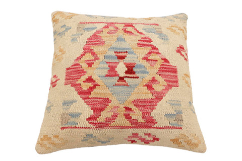 handmade Traditional Pillow Beige Pink Hand-Woven SQUARE 100% WOOL Hand woven turkish pillow2 x 2